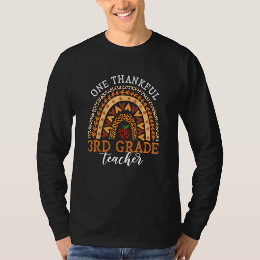 One Thankful 3rd Grade Teacher Thanksgiving Leopar T-shirt (Voorkant)