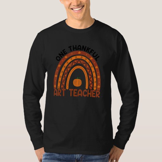 One Thankful Art Teacher Rainbow Fall Thanksgiving T-shirt (Voorkant)