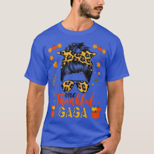 One Thankful Gaga Grandma Leopard Messy herfst Tha T-shirt