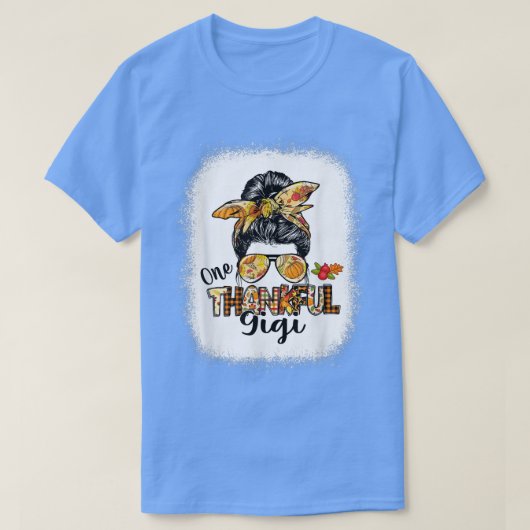 One Thankful Gigi Messy Bun Women Fall Cute Thanks T-shirt (Design voorkant)