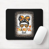One Thankful Girl Thanksgiving Messy Bun Leopard B Muismat (Met muis)
