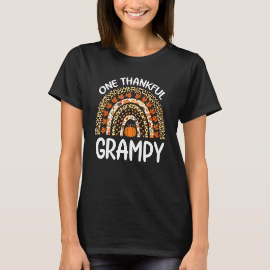 One Thankful Grampy Thanksgiving Rainbow Leopard F T-shirt (Voorkant)