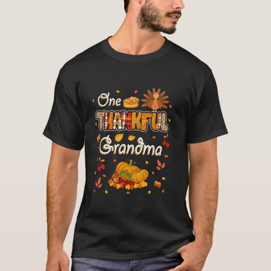 One Thankful Grandma Fall laat de herfst oma Th T-shirt (Voorkant)