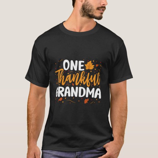 One Thankful Grandma Matching Family Herfst Thanks T-shirt (Voorkant)