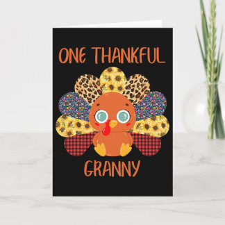One Thankful Granny Turkey Grandma Family Thanksgi Kaart