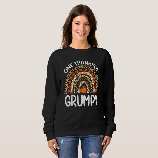 One Thankful Grumpy Thanksgiving Rainbow Leopard F Trui (Voorkant volledig)