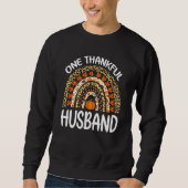 One Thankful Husband Thanksgiving Rainbow Leopard  Trui (Voorkant)