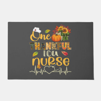 One Thankful ICU Nurse Pumpkin Stethoscope Thanksg Deurmat