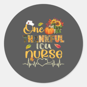 One Thankful ICU Nurse Pumpkin Stethoscope Thanksg Ronde Sticker