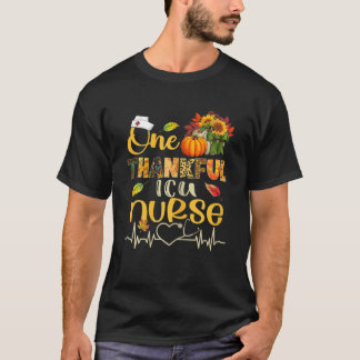 One Thankful ICU Nurse Pumpkin Stethoscope Thanksg T-shirt