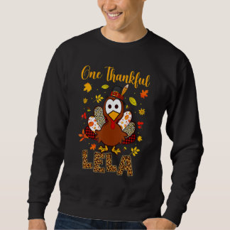 One Thankful Lela Turkey Family Leopart Thankgivin Trui
