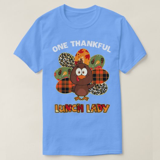 One Thankful Lunch Lady Turkey Autumn Herfst Thank T-shirt (Design voorkant)