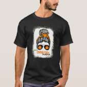 One Thankful Mama  Bleached Messy Bun Fall Autumn  T-shirt (Voorkant)