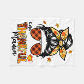 One Thankful Mama Funny Messy Bun Fall Autumn Than Fleece Deken (Voorkant (Horizontaal))