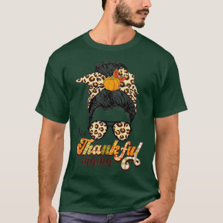 One Thankful Mama Funny Messy Bun Herfst herfst da T-shirt