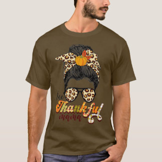 One Thankful Mama Funny Messy Bun Herfst herfst da T-shirt
