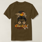 One Thankful Mama Funny Messy Bun Herfst herfst da T-shirt (Design voorkant)