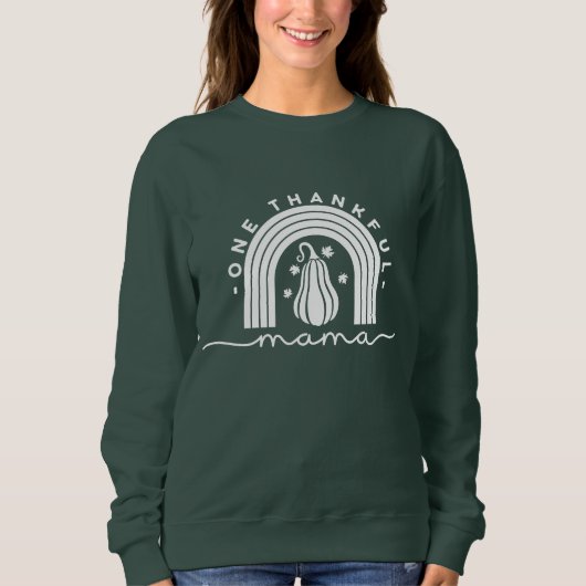 One Thankful Mama Typografie Sweatshirt (Voorkant)