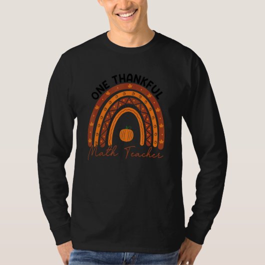 One Thankful Math Teacher Rainbow Fall Thanksgivin T-shirt (Voorkant)