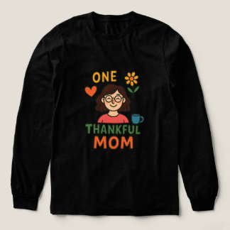 One Thankful Mom – Cute Cartoon Mother with Glasse Tri-Blend Shirt
