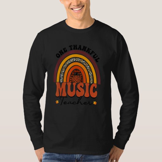 One Thankful Music Teacher Rainbow Leopard Groovy T-shirt (Voorkant)