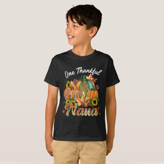 One Thankful Nana Pumpkin Fall Autumn Thanksgiving T-shirt (Voorkant volledig)