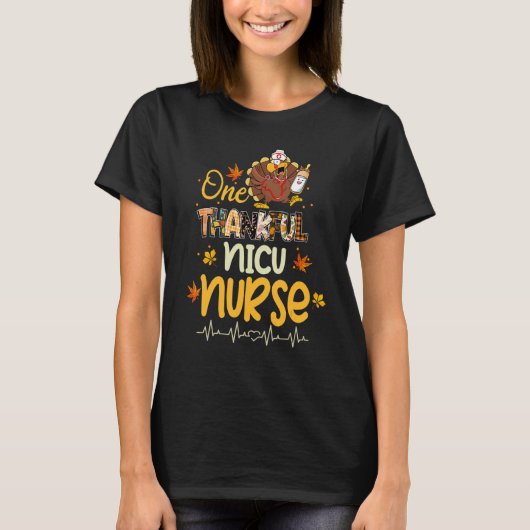 One Thankful NICU Nurse Turkey Stethoscope Thanksg T-shirt (Voorkant)
