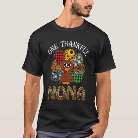 One Thankful Nona Turkey Leopard Thankgivings  1 T-shirt (Voorkant)