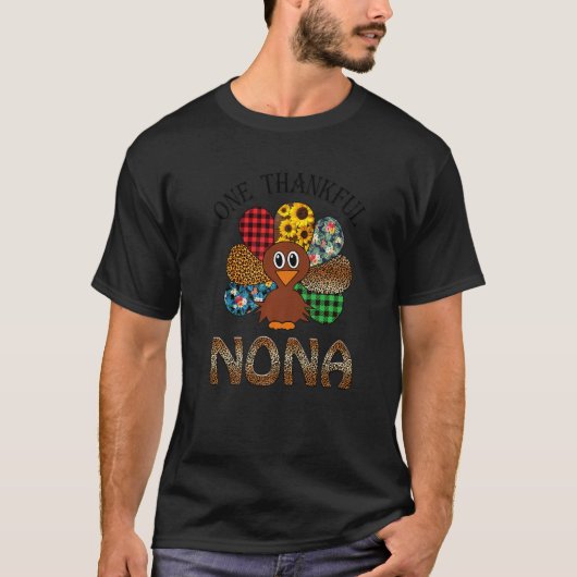 One Thankful Nona Turkey Leopard Thankgivings T-shirt (Voorkant)