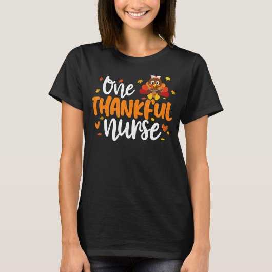 One Thankful Nurse Thanksgiving Turkey Nursing Scr T-shirt (Voorkant)