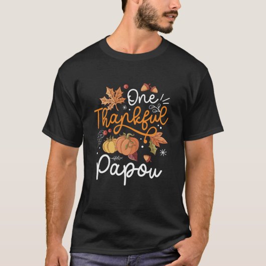 One Thankful Papou Happy Thaksgiving Pumpkin Fall  T-shirt (Voorkant)