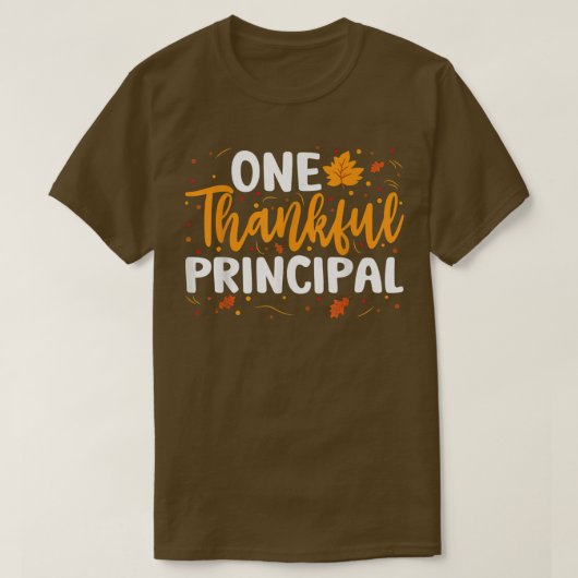 One Thankful Principal Herfst Autumn Thanksgiving T-shirt (Design voorkant)