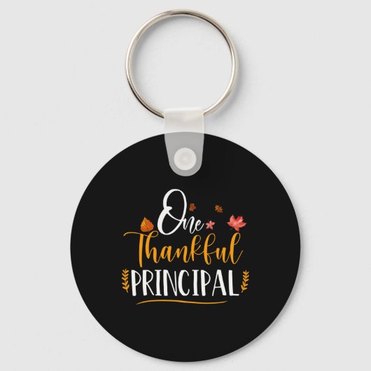One Thankful School Principal Herfst Thanksgiving  Sleutelhanger (Voorkant)
