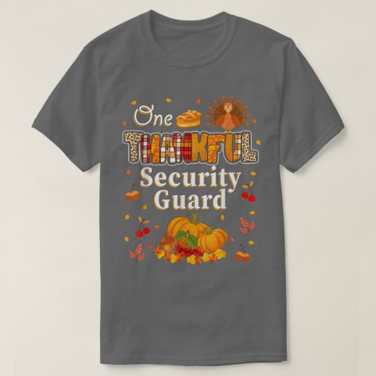 One Thankful Security Guard Fall Autumn Thanksgivi T-shirt (Design voorkant)
