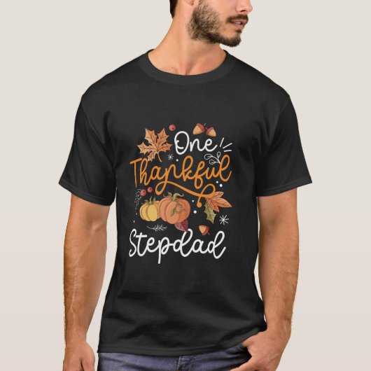 One Thankful Stepdad Happy Thaksgiving Pumpkin Fal T-shirt (Voorkant)