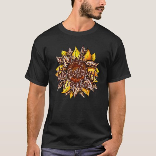One Thankful Sunflower Leopard Pset Teacher T-shirt (Voorkant)