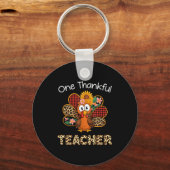 One Thankful Teacher Funny Cute Turkey Thanksgivin Sleutelhanger (Voorkant)