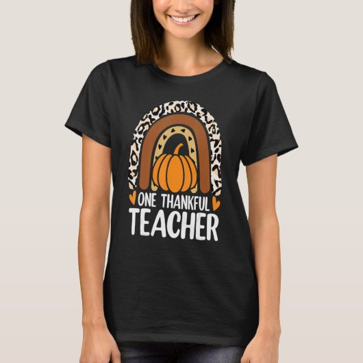 One Thankful Teacher Thanksgiving Fall Autumn Groo T-shirt (Voorkant)