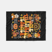 One Thankful Teacher Thanksgiving Groovy Fall Autu Fleece Deken (Voorkant (Horizontaal))