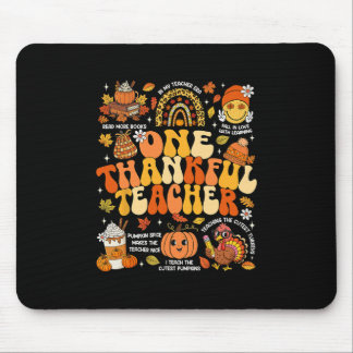 One Thankful Teacher Thanksgiving Groovy Fall Autu Muismat