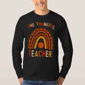 One Thankful Teacher Thanksgiving Rainbow Fall Tea T-shirt