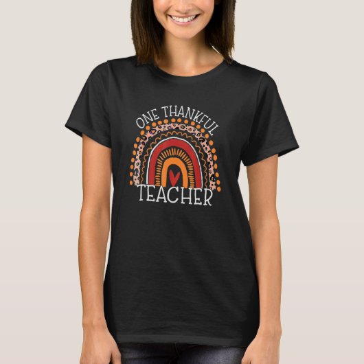 One Thankful Teacher Thanksgiving Rainbow Leopard  T-shirt (Voorkant)
