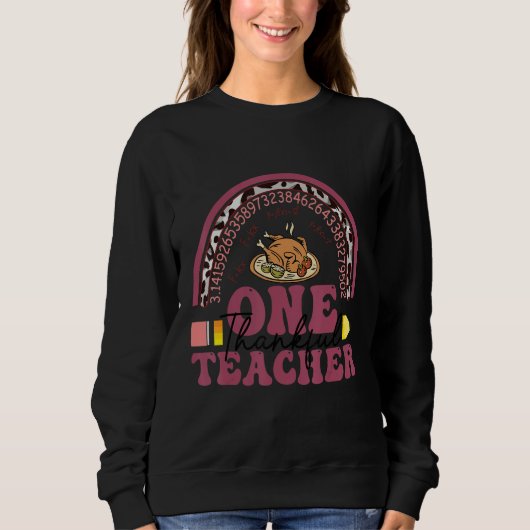 One Thankful Teacher Thanksgiving Rainbow Leopard Trui (Voorkant)