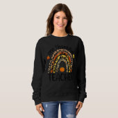 One Thankful Teacher Thanksgiving Rainbow Leopard  Trui (Voorkant volledig)