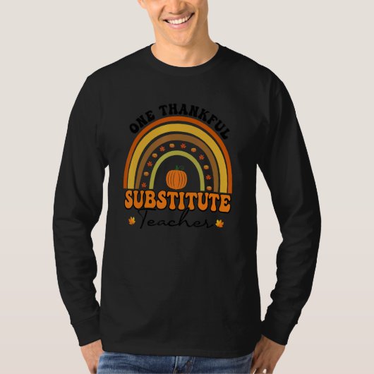 One Thankful Teacher Thanksgiving Substitute Teach T-shirt (Voorkant)