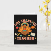 One Thankful Teacher Thanksgiving Turkey Cute Penc Kaart (Gele Bloem)