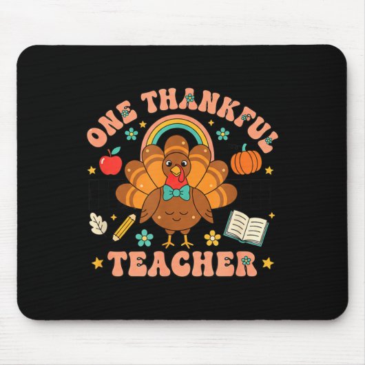 One Thankful Teacher Thanksgiving Turkey Cute Penc Muismat (Voorkant)