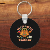 One Thankful Teacher Thanksgiving Turkey Cute Penc Sleutelhanger (Voorkant)