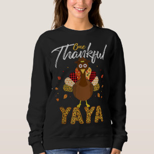 One Thankful YAYA Grandma Turkey Thanksgiving Fami Trui
