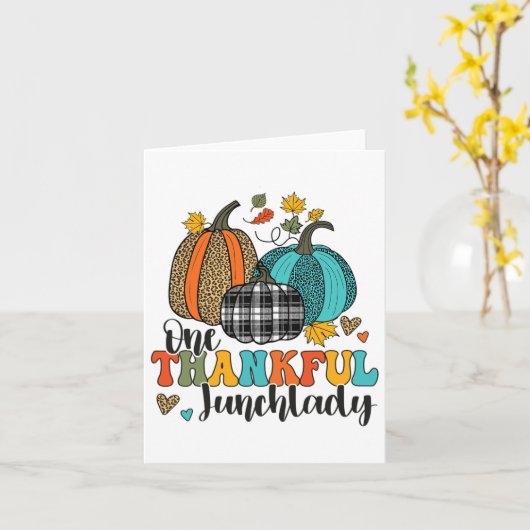 One Thanksgivi Lunch Lady School Pumpkins Kaart (Gele Bloem)